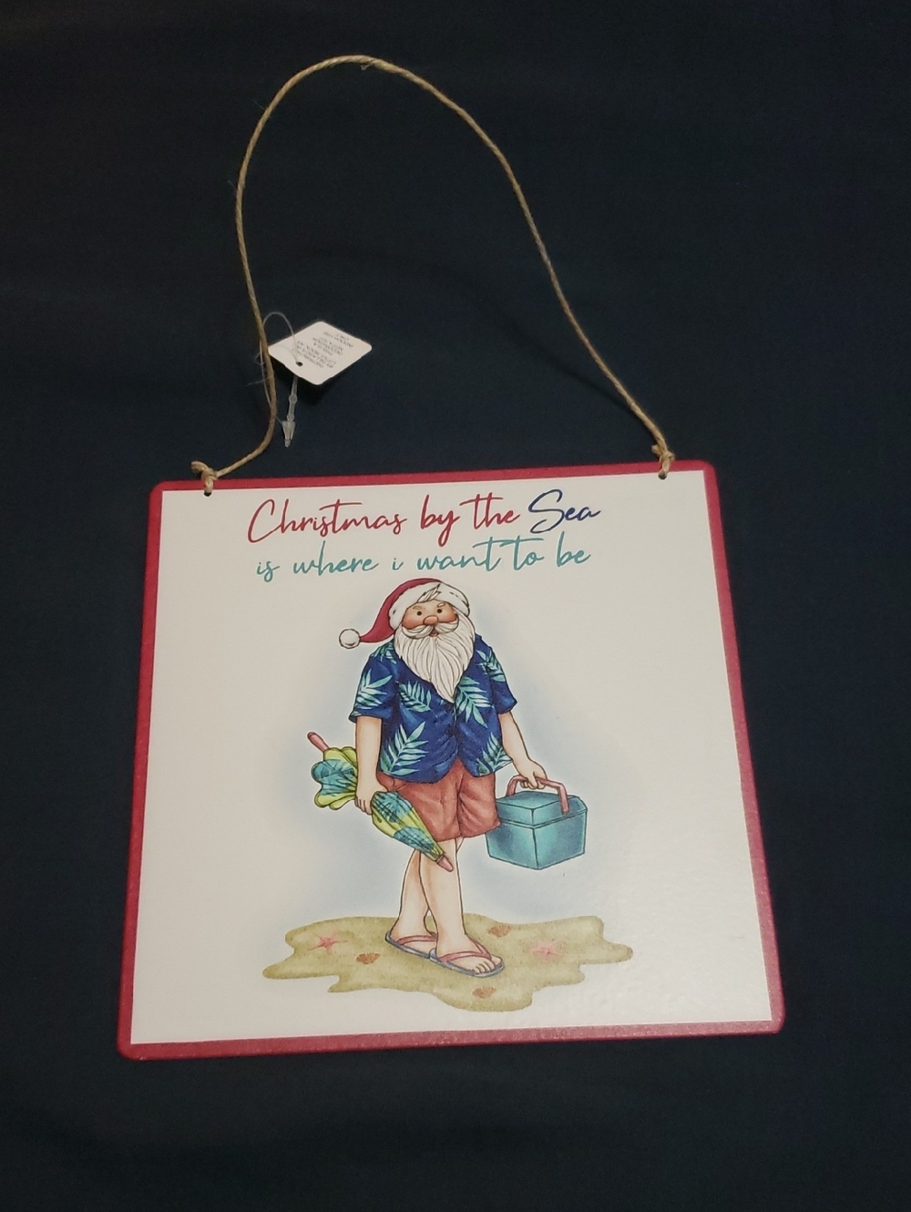 NWT-Christmas by the Sea Santa Beach Wall Sign - Red, White, Blue